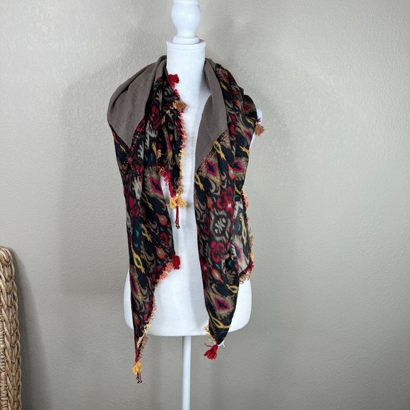 Vismaya Accessories - Vismaya Women's Wool Fringe Square Scarf Art Boho Lagenlook Classy